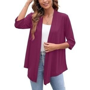 Lightweight Drape Cardigan – Open Front 3/4 Sleeve Size Small